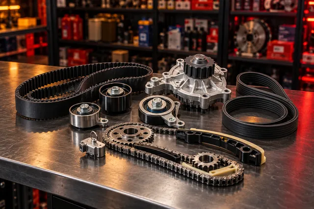 Timing kit: belts, tensioners, chain and water pump